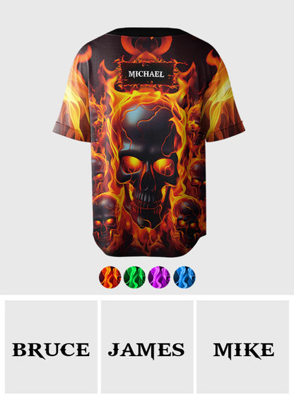 Fire Skull - Personalized Skull Baseball Jersey