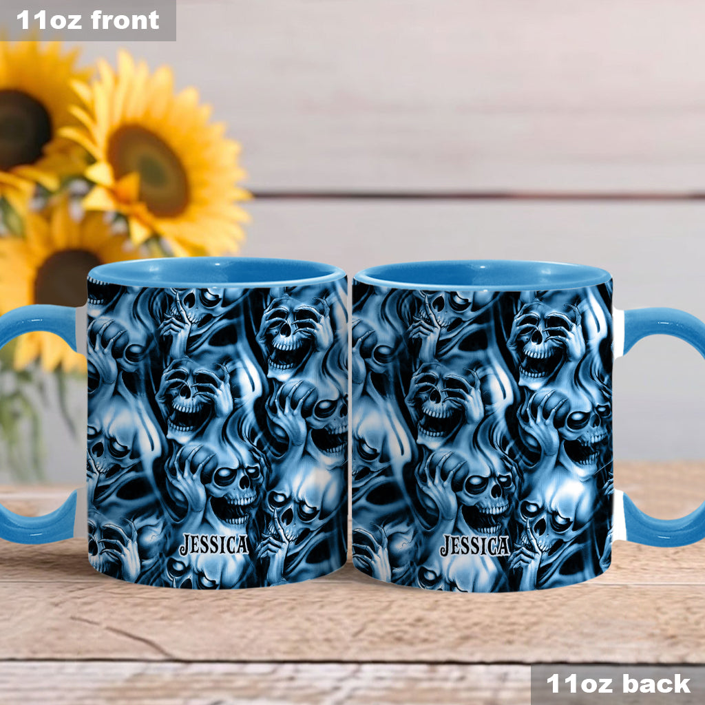 Hear No Evil Speak No Evil See No Evil - Personalized Skull Accent Mug