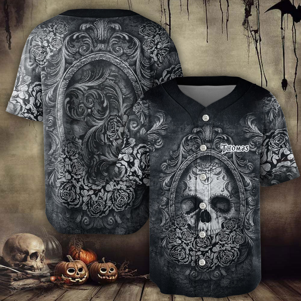 Black Skull - Personalized Skull Baseball Jersey