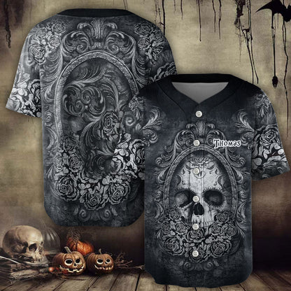 Black Skull - Personalized Skull Baseball Jersey