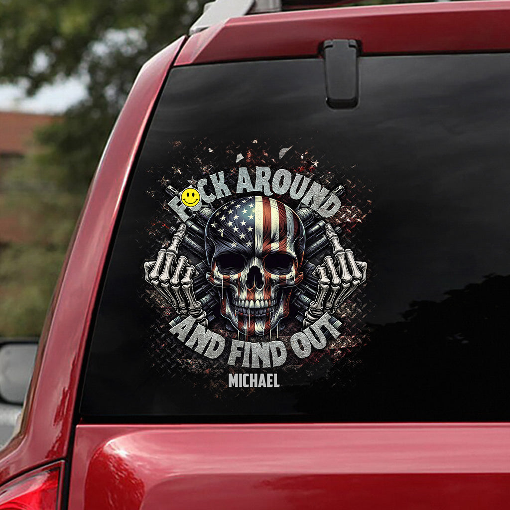American Flag Skeleton - Personalized Skull Decal Full