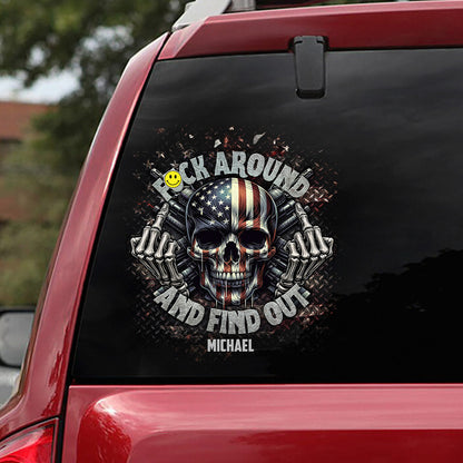 American Flag Skeleton - Personalized Skull Decal Full
