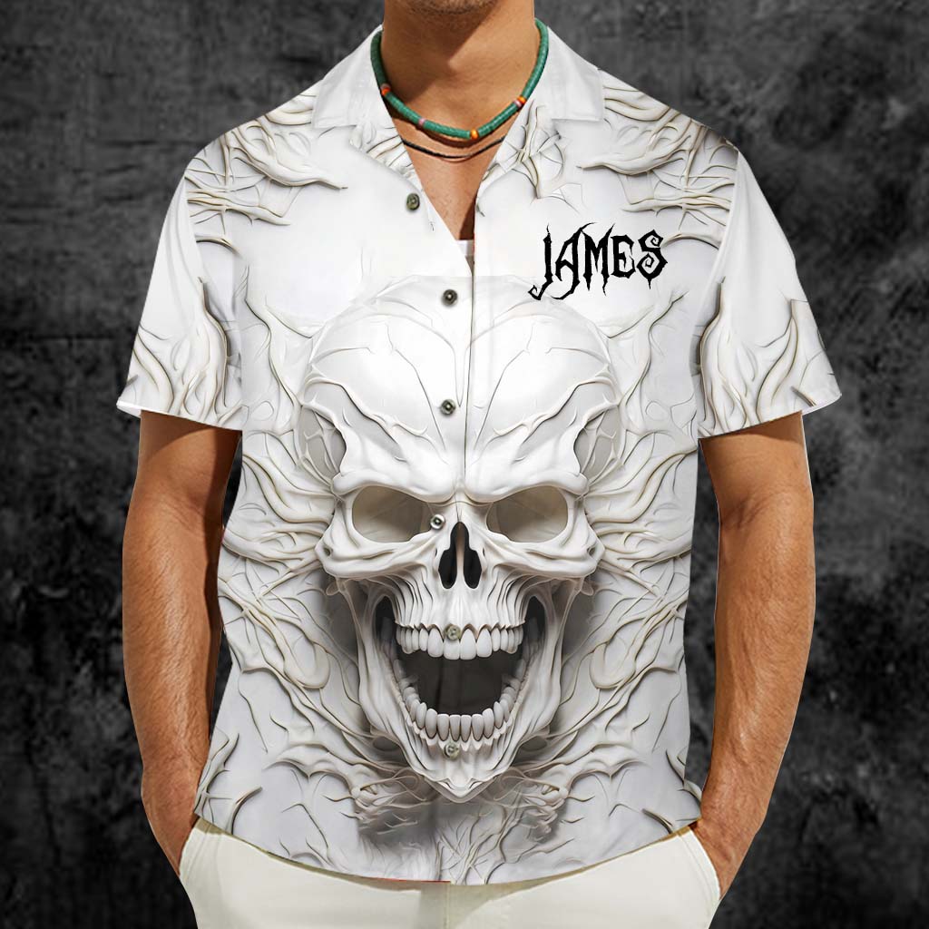 Black Skull - Personalized Skull Hawaiian Shirt