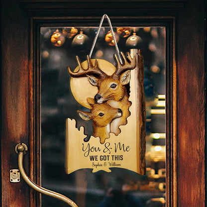 Buck And Doe - Personalized Hunting Custom Shaped Wood Sign