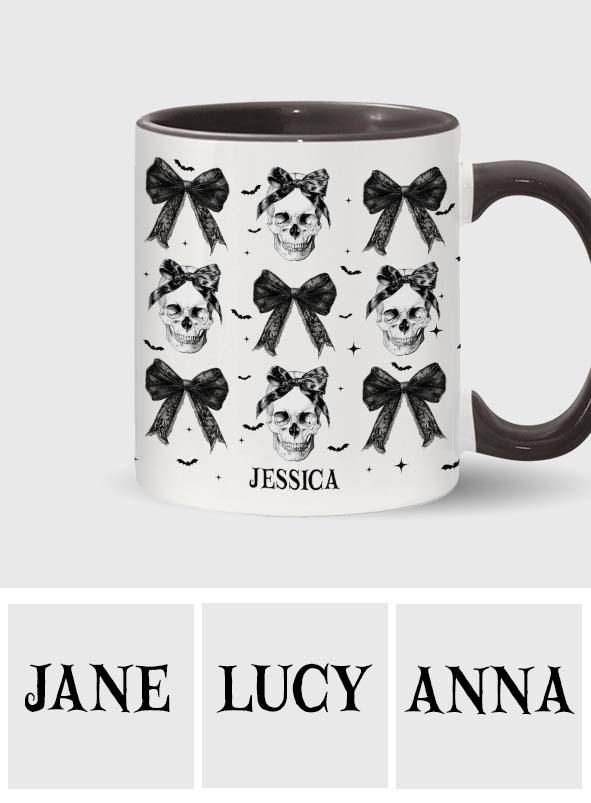 Coquette Bow Halloween Skull - Personalized Skull Accent Mug