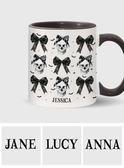 Coquette Bow Halloween Skull - Personalized Skull Accent Mug