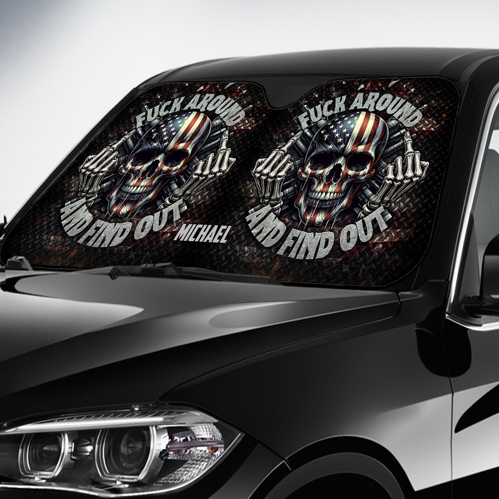 American Flag Skeleton - Personalized Skull Car Sunshade