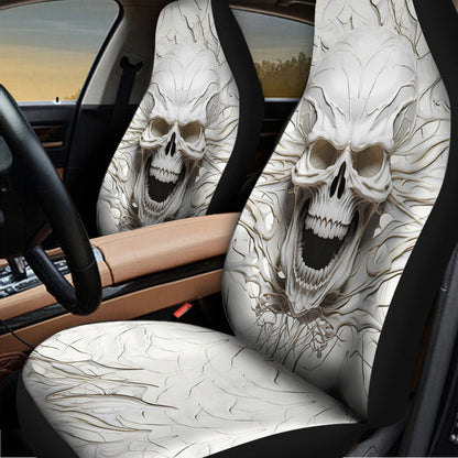 White Skull 3D Version - Skull Seat Covers