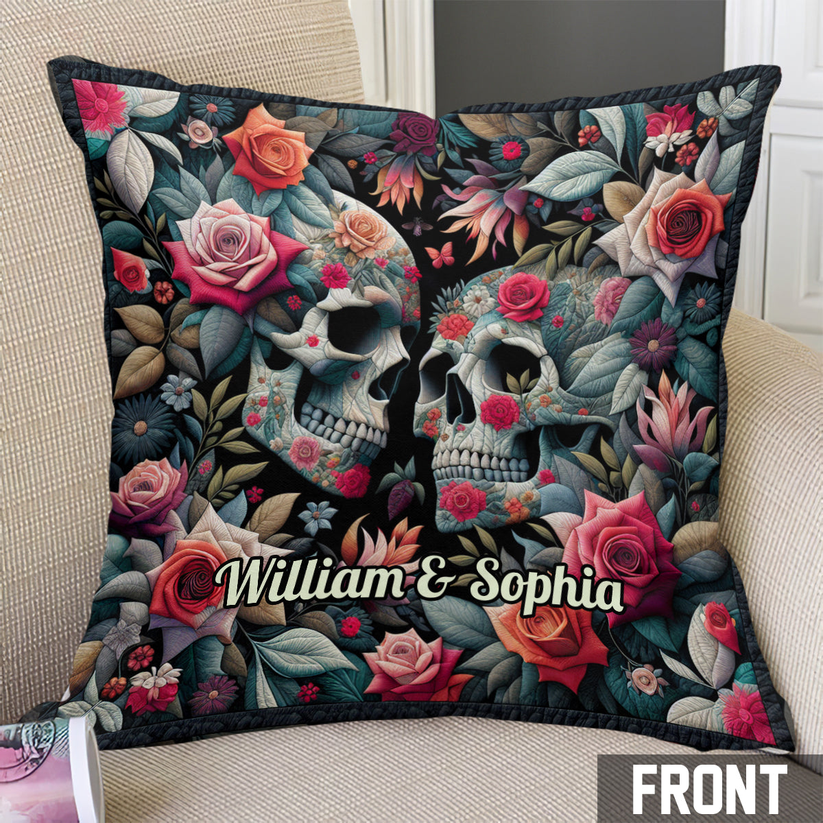 Til Death Do Us Part - Personalized Skull Throw Pillow