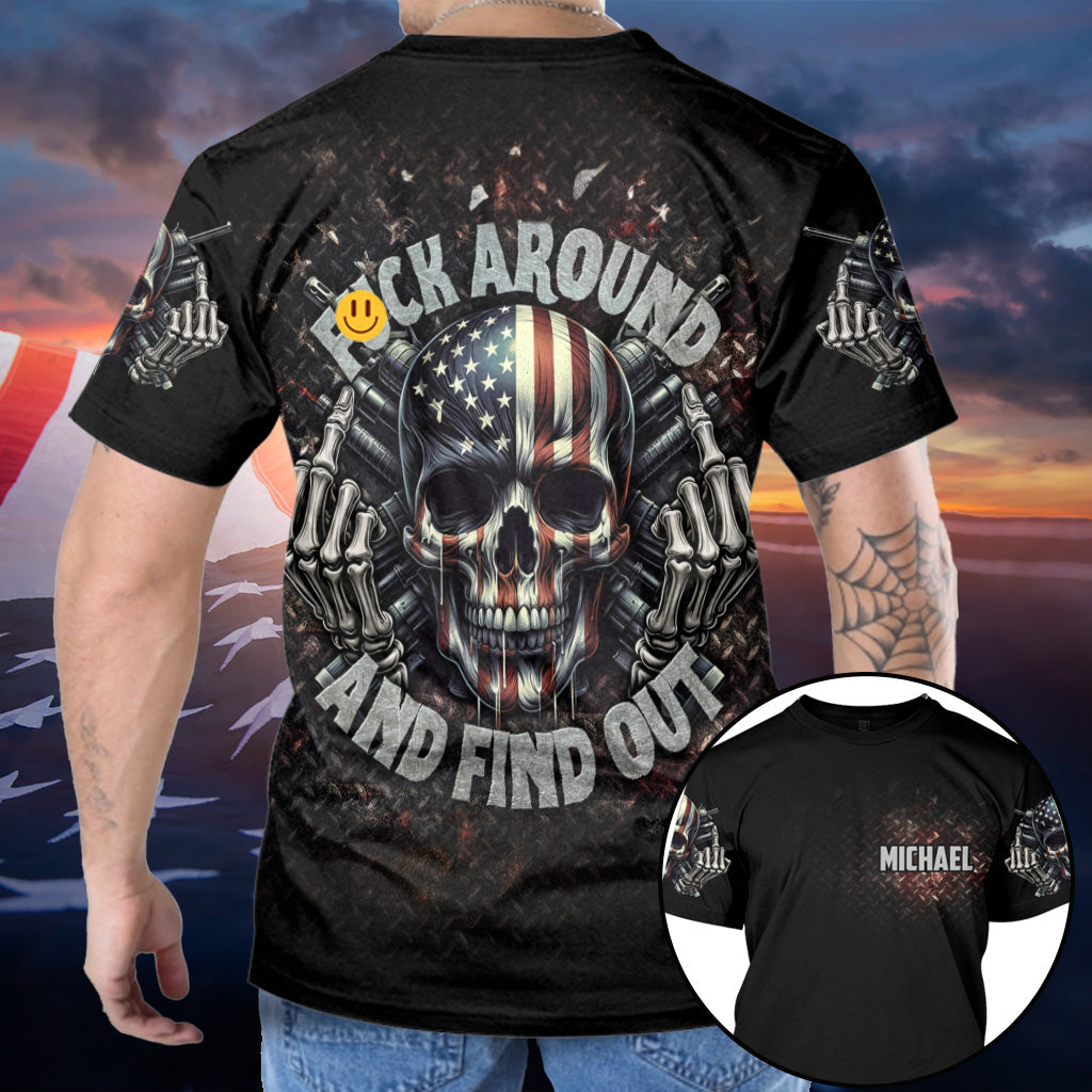 American Flag Skeleton - Personalized Skull All Over Shirt
