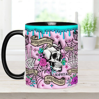 Kinda Emotional - Personalized Skull Accent Mug