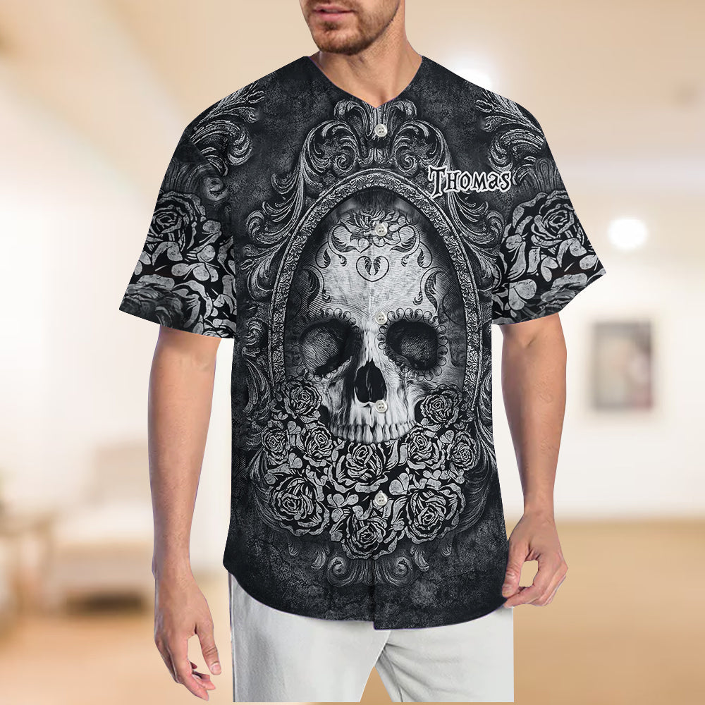 Black Skull - Personalized Skull Baseball Jersey