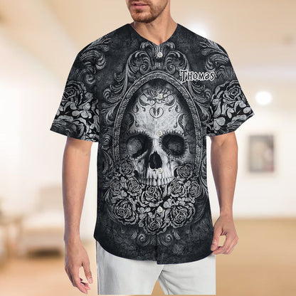Black Skull - Personalized Skull Baseball Jersey