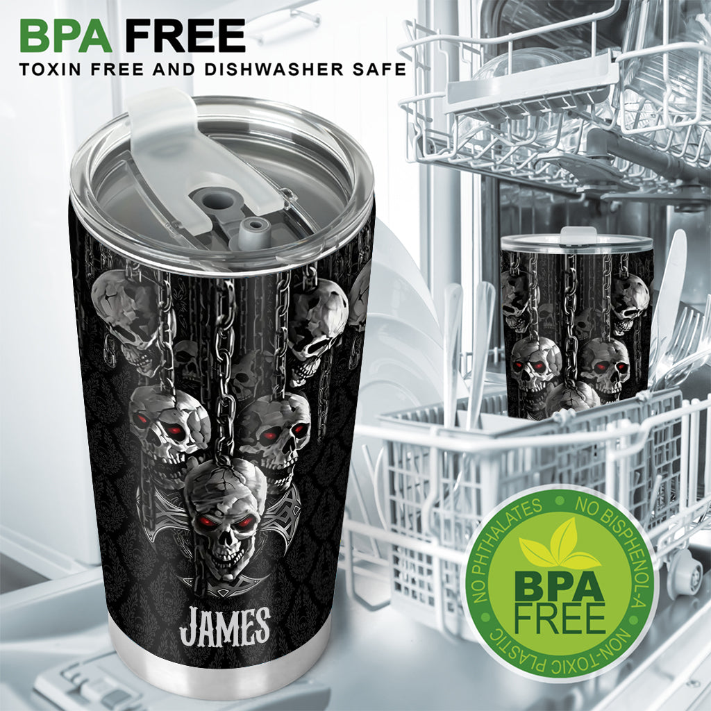 Smoky Black Skeletion - Personalized Skull Tumbler