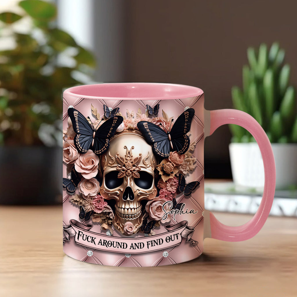 Beautiful Pink Skull - Personalized Skull Accent Mug