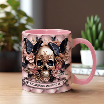 Beautiful Pink Skull - Personalized Skull Accent Mug