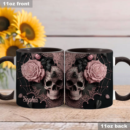 Roses And Skull - Personalized Skull Accent Mug