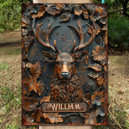 Stunning Deer - Personalized Hunting Rectangle Metal Sign