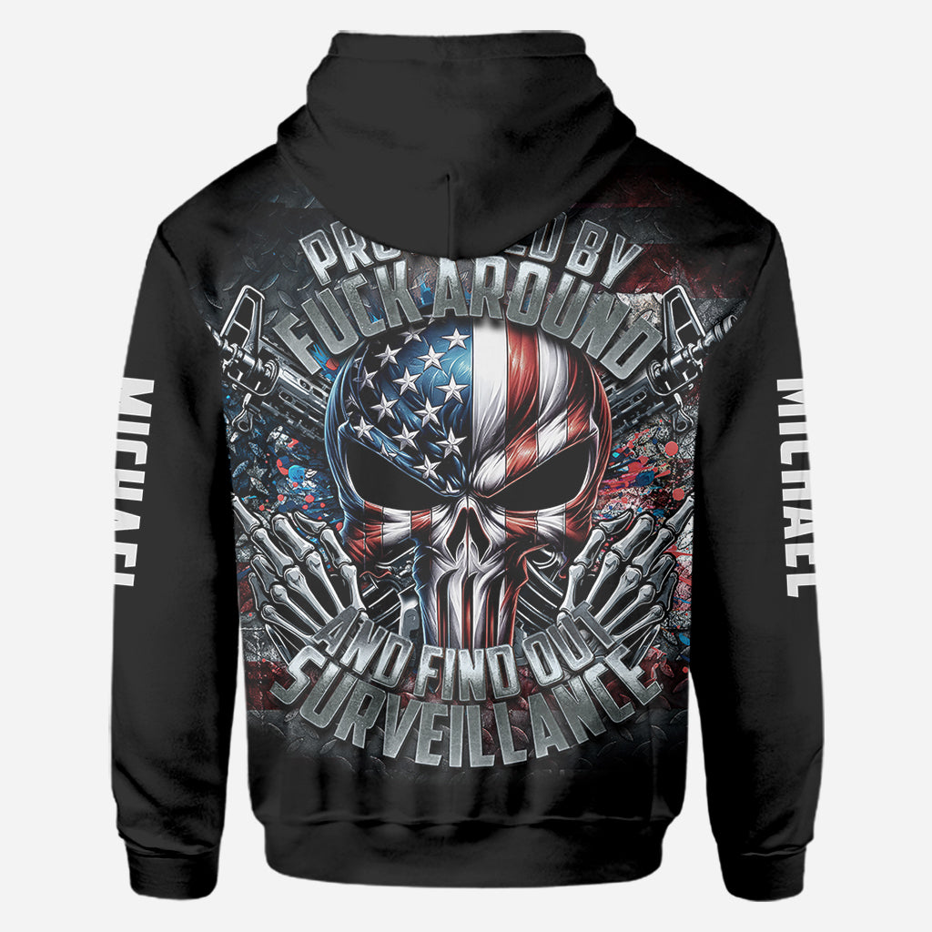 Protected by Fck Around and Find out Surveillance - Personalized Skull All Over Shirt