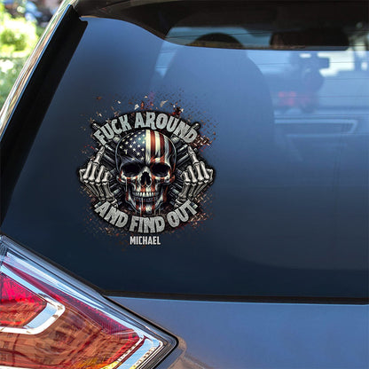 American Flag Skeleton - Personalized Skull Decal Full