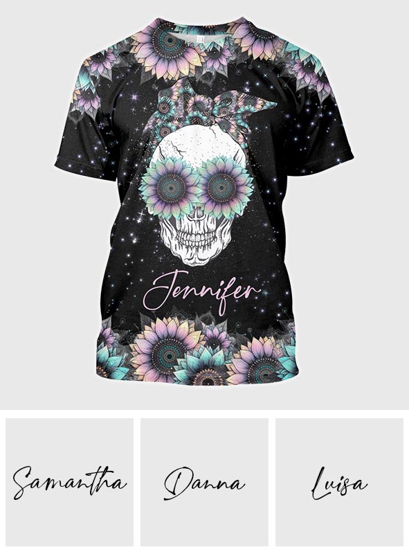 Zero F Given Pink Blue Sunflower - Personalized Skull All Over Shirt