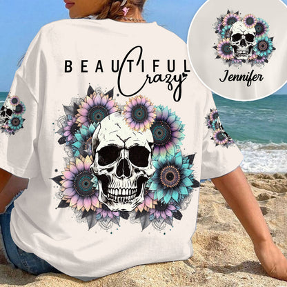 Beautiful Crazy - Personalized Skull All Over Shirt