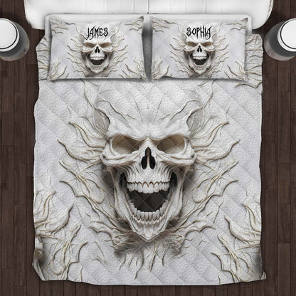 Beautiful White Skeleton - Personalized Skull Quilt Set