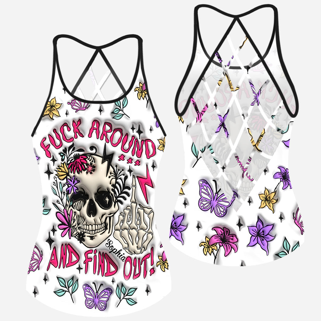 Fuck Around And Find Out - Personalized Skull Cross Tank Top