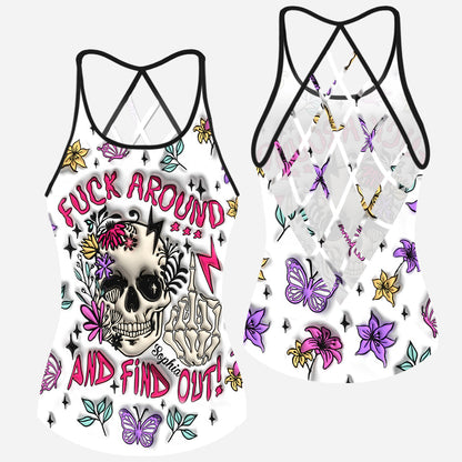 Fuck Around And Find Out - Personalized Skull Cross Tank Top