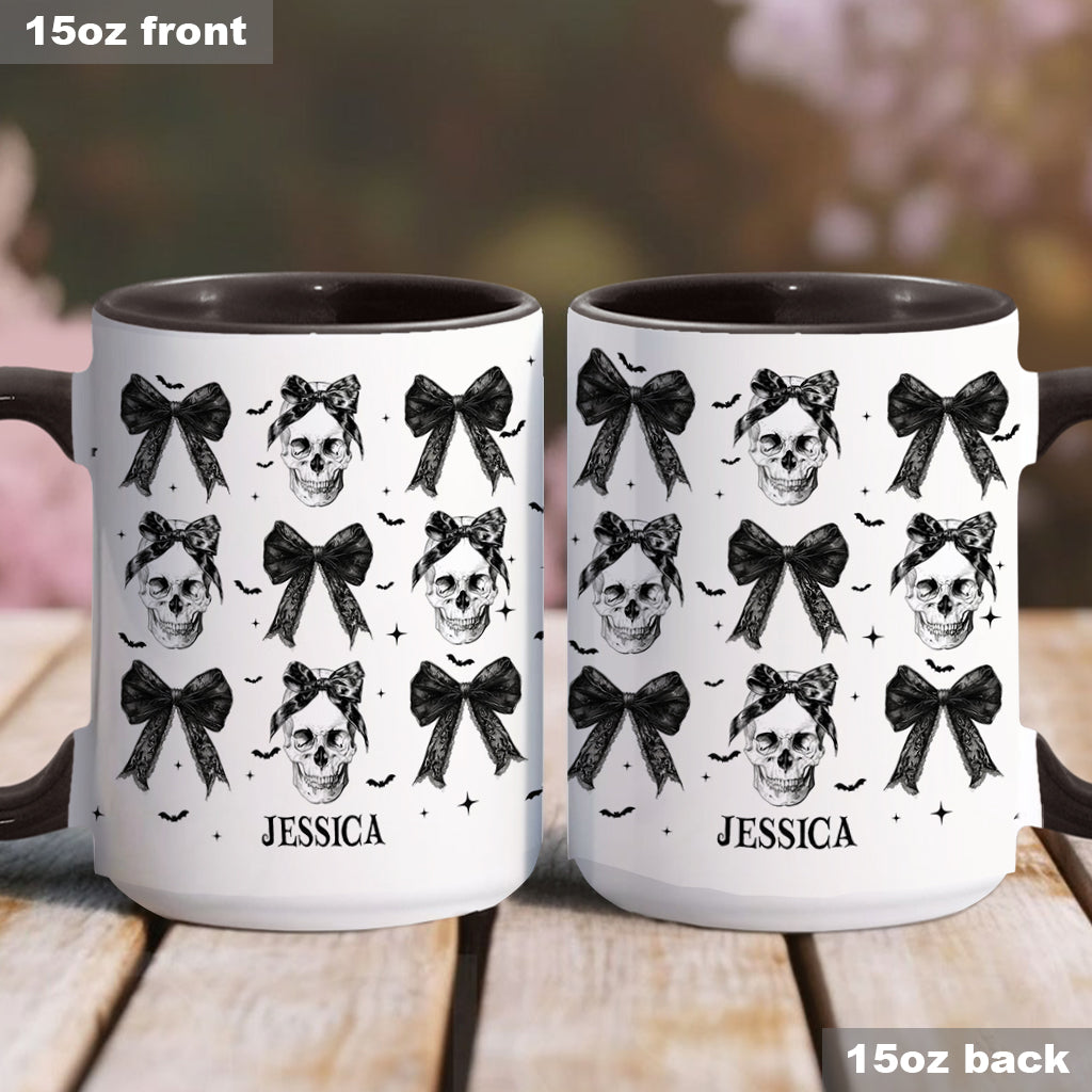 Coquette Bow Halloween Skull - Personalized Skull Accent Mug