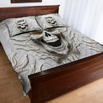 Beautiful White Skeleton - Personalized Skull Quilt Set