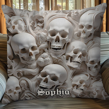 White Bones - Personalized Skull Throw Pillow