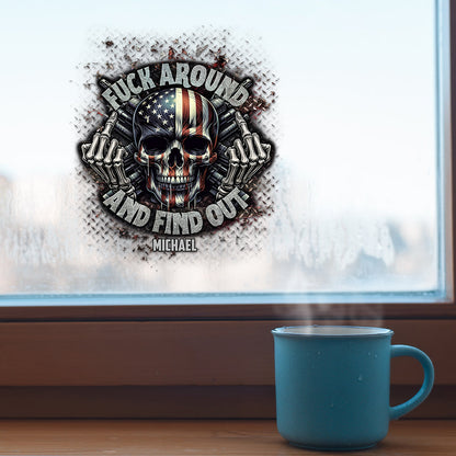 American Flag Skeleton - Personalized Skull Decal Full