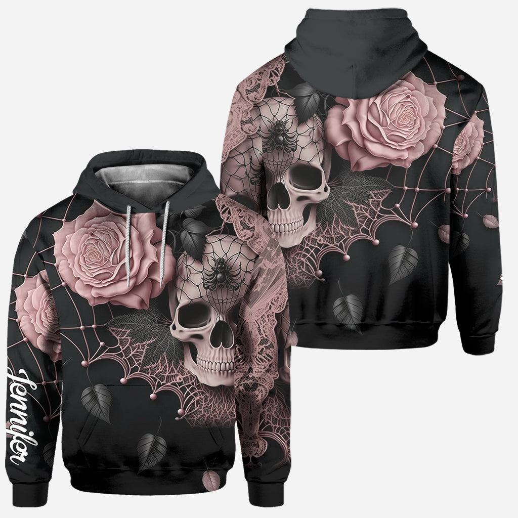 Roses And Skull - Personalized Skull Hoodie and Leggings