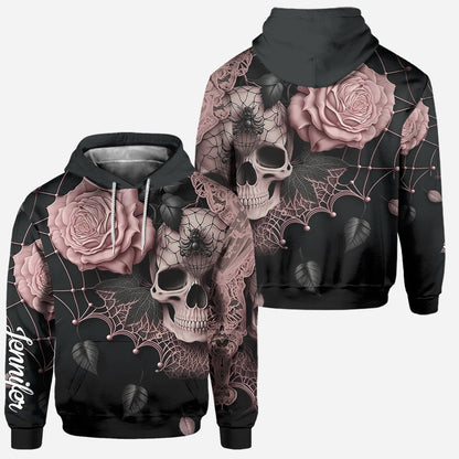 Roses And Skull - Personalized Skull Hoodie and Leggings