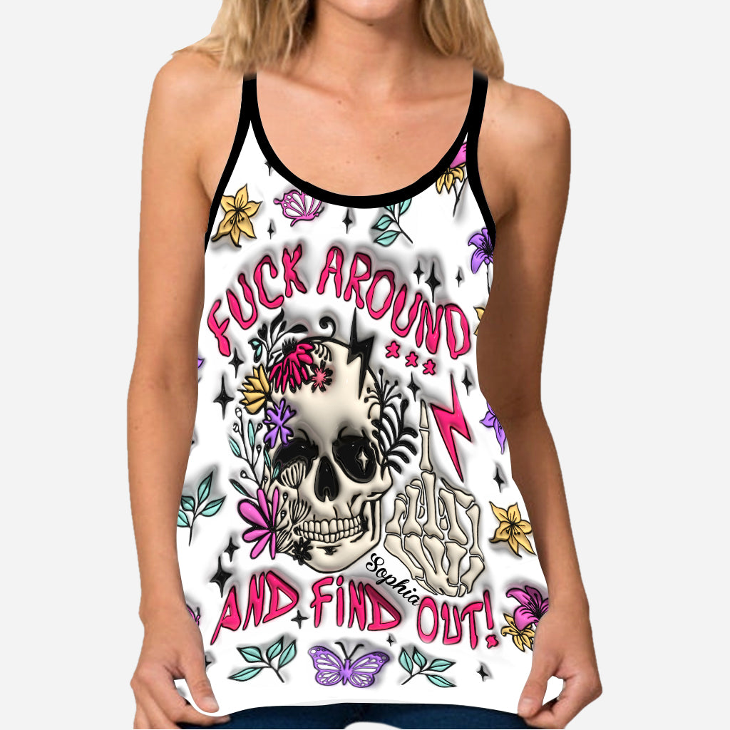 Fuck Around And Find Out - Personalized Skull Cross Tank Top