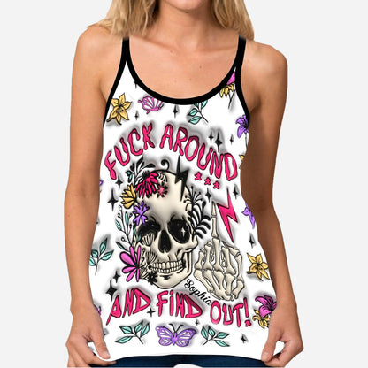 Fuck Around And Find Out - Personalized Skull Cross Tank Top