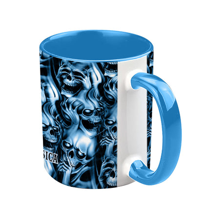 Hear No Evil Speak No Evil See No Evil - Personalized Skull Accent Mug