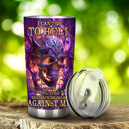 I Can't Go - Personalized Skull Tumbler