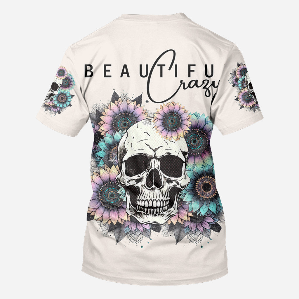 Beautiful Crazy - Personalized Skull All Over Shirt