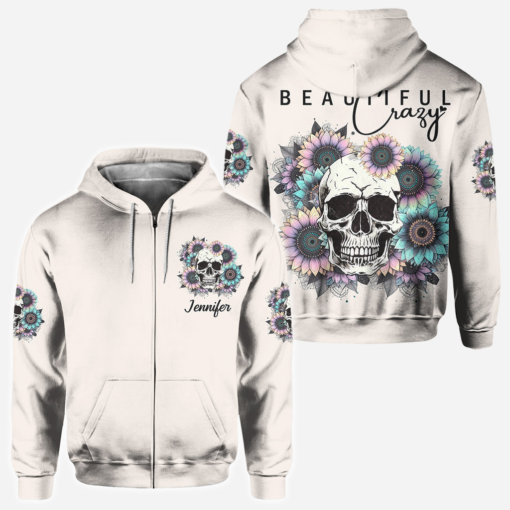 Beautiful Crazy - Personalized Skull All Over Shirt
