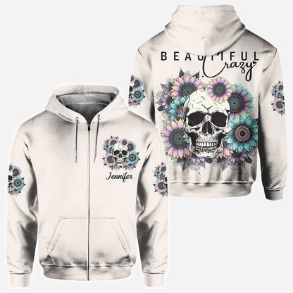 Beautiful Crazy - Personalized Skull All Over Shirt