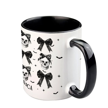 Coquette Bow Halloween Skull - Personalized Skull Accent Mug