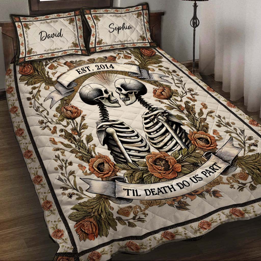 Til Death Do Us Part - Personalized Skull Quilt Set