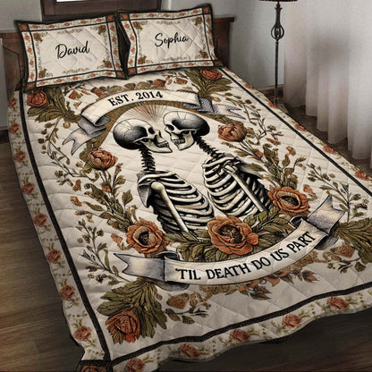 Til Death Do Us Part - Personalized Skull Quilt Set