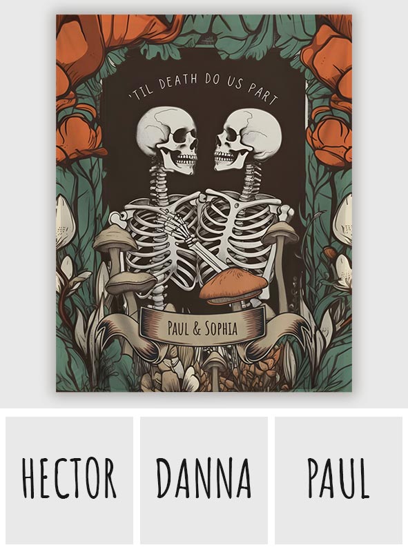 Till Death Do Us Part - Personalized Skull Wall Tapestry
