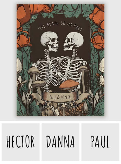 Till Death Do Us Part - Personalized Skull Wall Tapestry