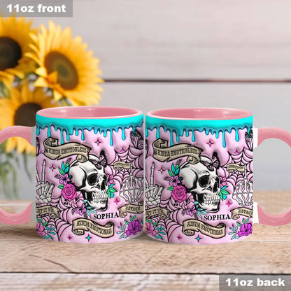 Kinda Emotional - Personalized Skull Accent Mug
