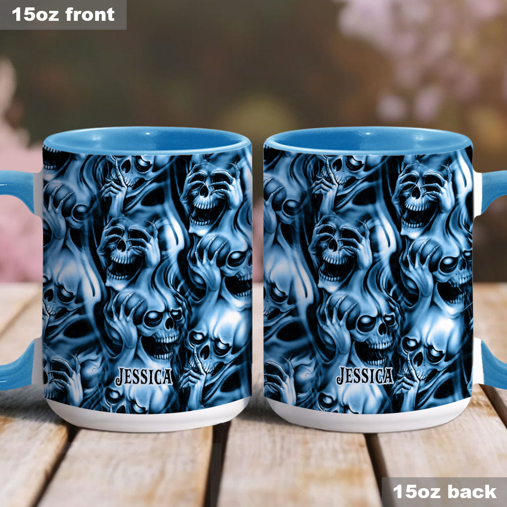 Hear No Evil Speak No Evil See No Evil - Personalized Skull Accent Mug