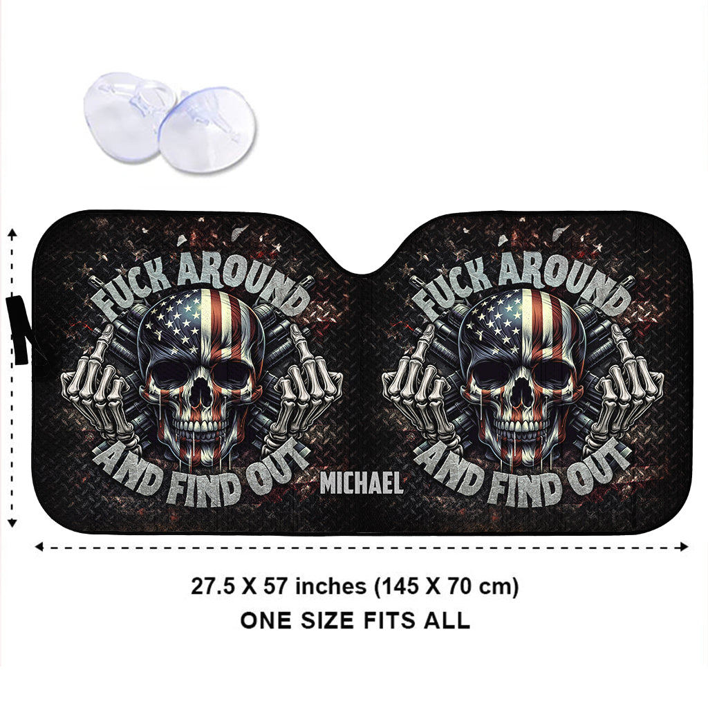 American Flag Skeleton - Personalized Skull Car Sunshade